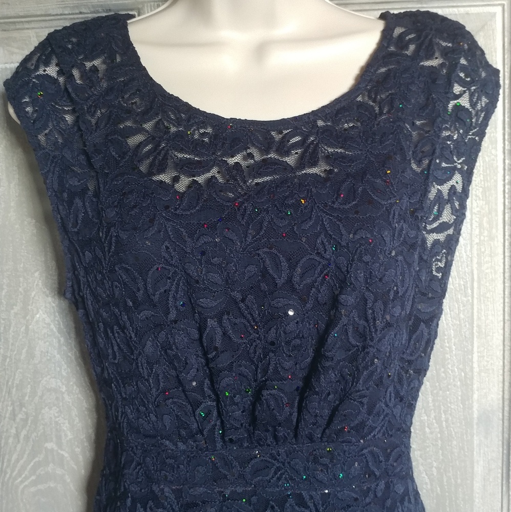 INC navy blue evening 2 piece dress